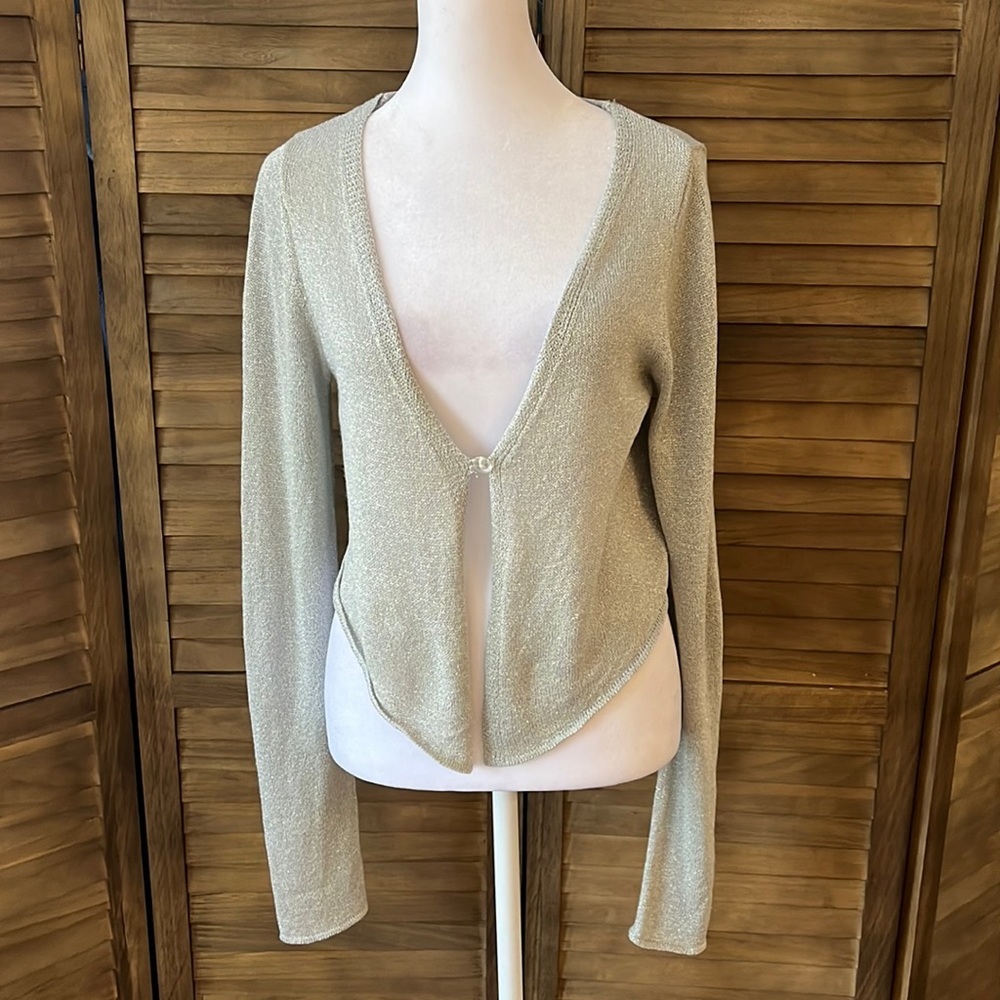 Urban Outfitters Cropped V-neck Metallic Sweater‎